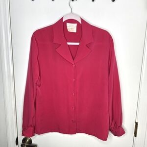 Pendleton Country Sophisticates 80's Vintage Fuchsia Button-Up Blouse Med
